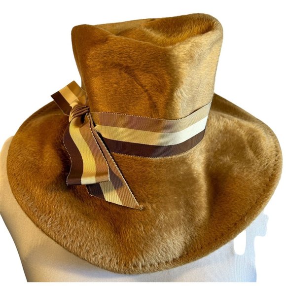 Winner Accessories - Vintage Winner Hat Top Soleh Beige Unisex Ribbon Bow